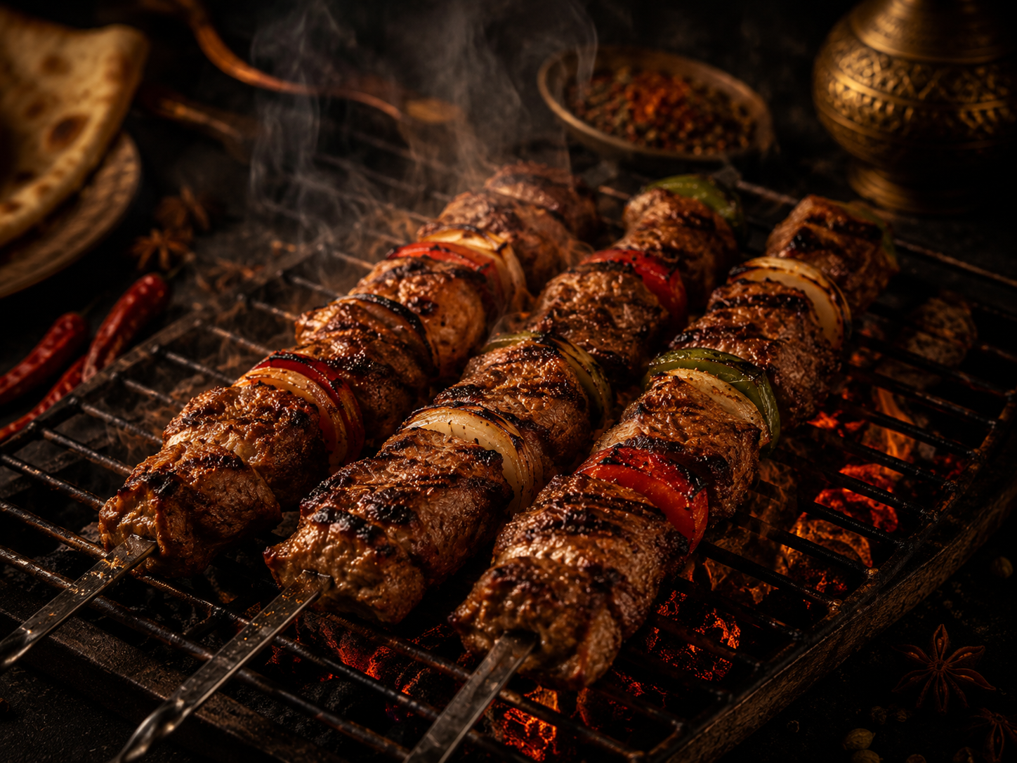 Freshly grilled Afghan kebabs
